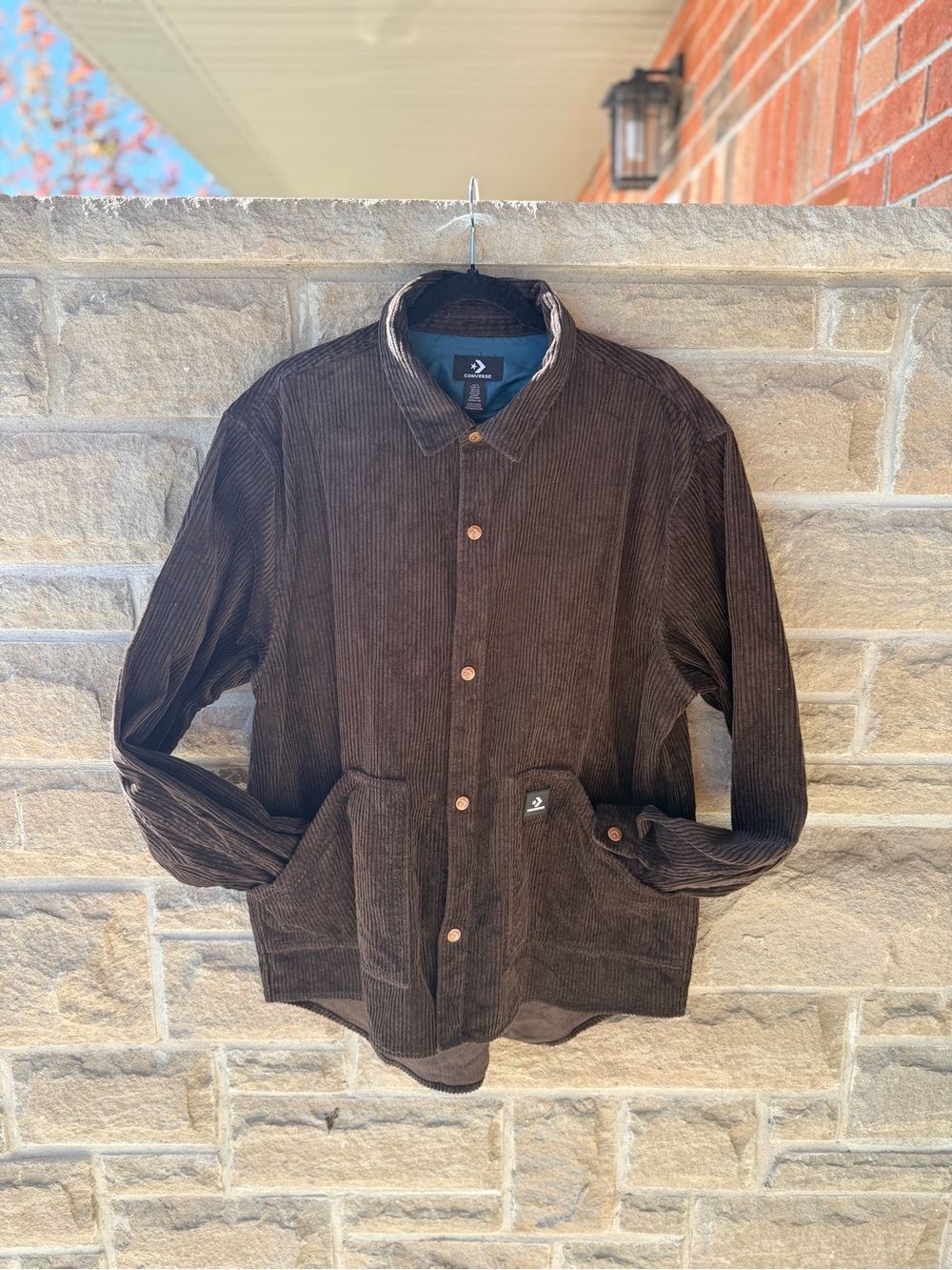 Converse XL Chocolate Brown Corduroy Shacket Overshirt - 100% Cotton